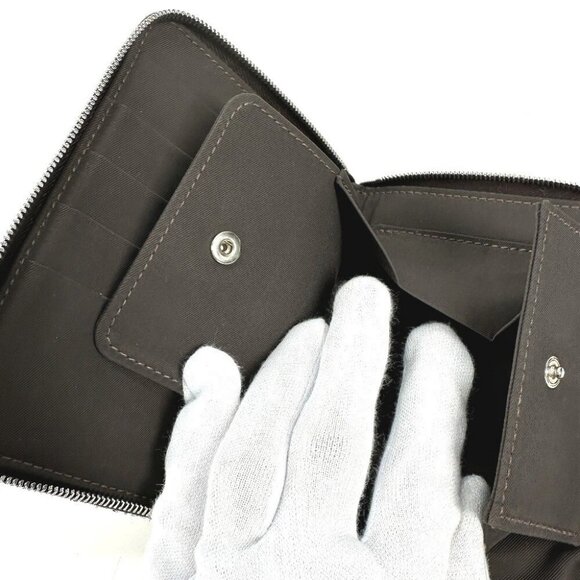 HERMES Horse Steeple PM Compact Wallet Zip Around Folded wallet Canvas Orange - Picture 11 of 12